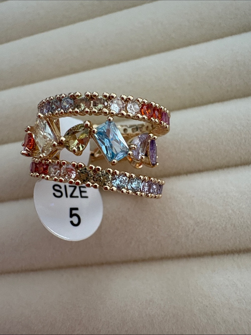 Gold Multistone Stackable Ring in Multicolor - Size 5